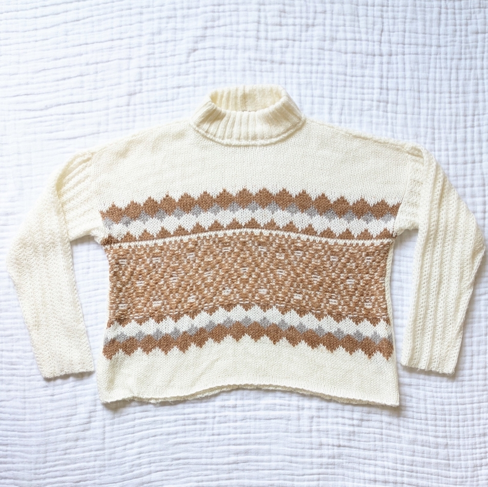 Knox Rose Fair Isle Sweater Mock Turtleneck XL Holiday Christmas Apres Ski Cozy